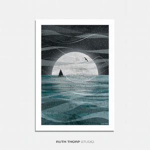 SAIL ON THE MOON - Ruth Thorp print