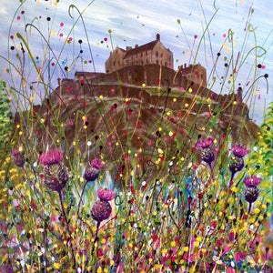 THISTLES BELOW EDINBURGH CASTLE by Pam Mckenzie