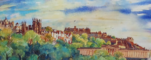 Keli Clark Edinburgh Castle with Scottish National Gallerymounted print