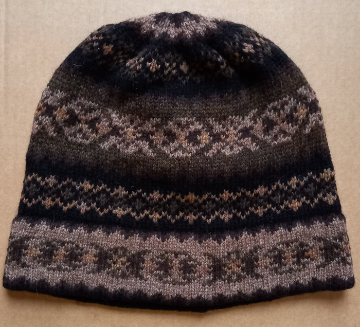 OLD SHETLAND BEANIE HAT - BROWNS by HEATHER KNITS
