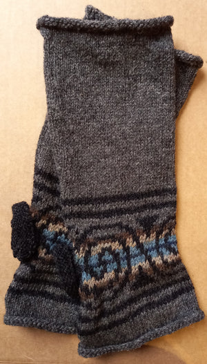 GREY SPIRAL MITTS by HEATHER KNITS