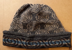 GREY SPIRAL TURN UP HAT  by HEATHER KNITS