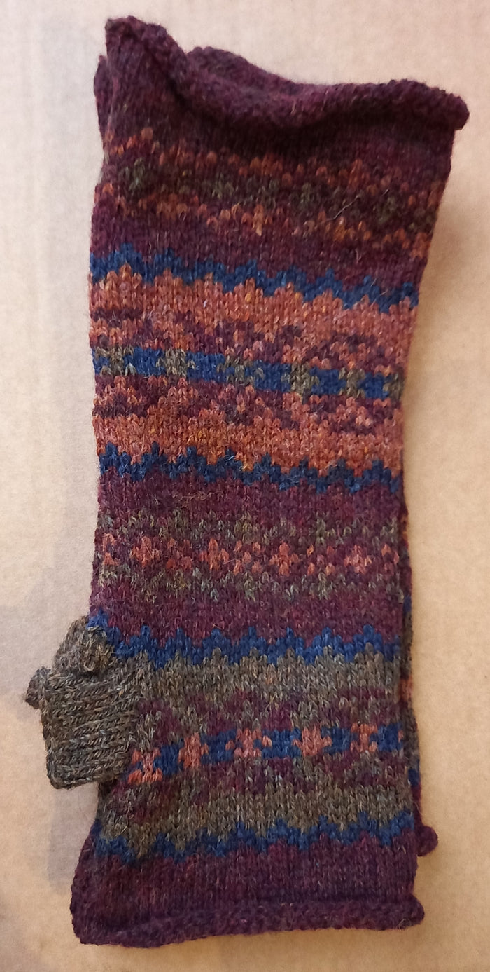 OLD SHETLAND WINE & GINGER MITTS by HEATHER KNITS