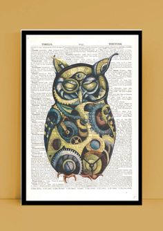 OWL VINTAGE PRINT by Justine Woycicka