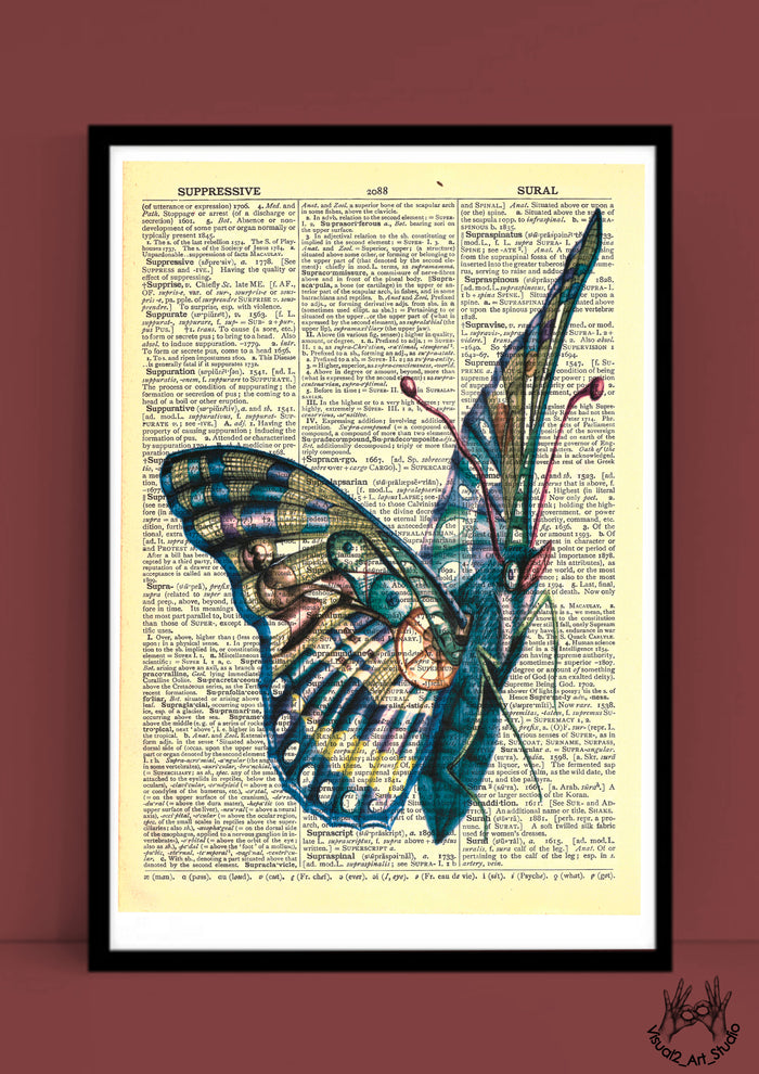 BUTTERFLY VINTAGE PRINT by Justine Woycicka