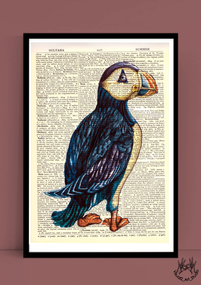 PUFFIN VINTAGE PRINT by Justine Woycicka
